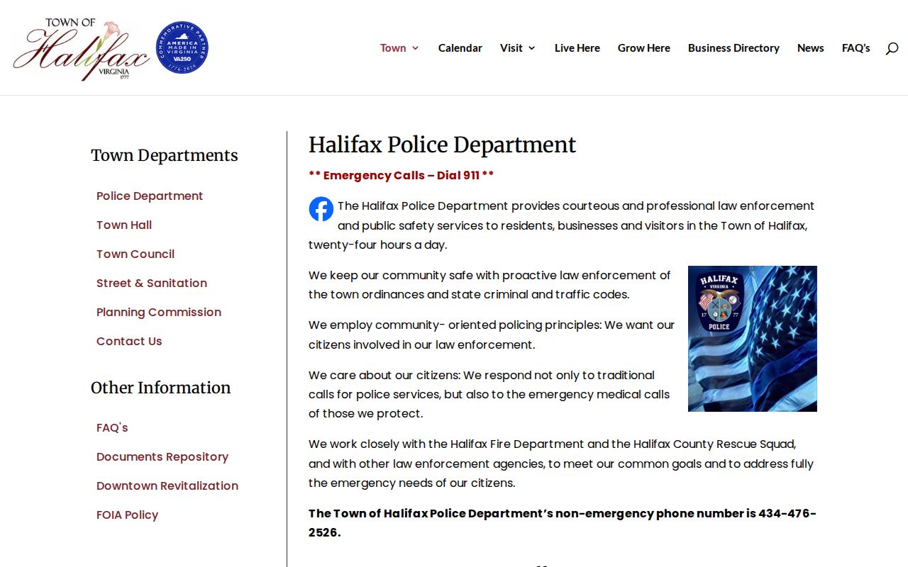 Halifax County Town of Halifax police record source